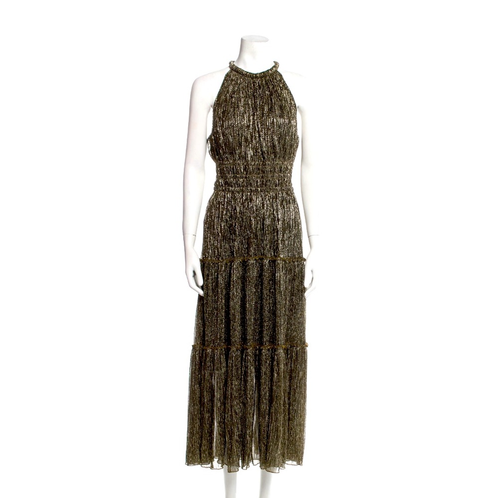 ALC Metallic Halter Neck Tiered mini dress -SHORTENED ALC Metallic maxi dress